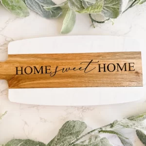 Home Sweet Home Marble Wood Charcuterie Board